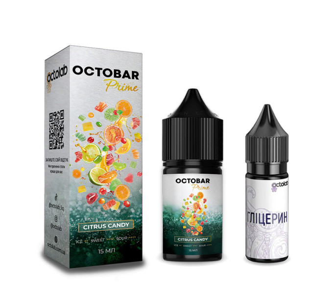Набор для самозамеса солевой Octobar Prime 30 мл, 0-50 мг Citrus Candy (Цитрусовые конфеты) (16893)