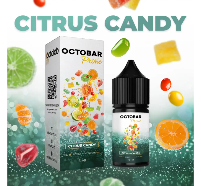 Набор для самозамеса солевой Octobar Prime 30 мл, 0-50 мг Citrus Candy (Цитрусовые конфеты) (16893)