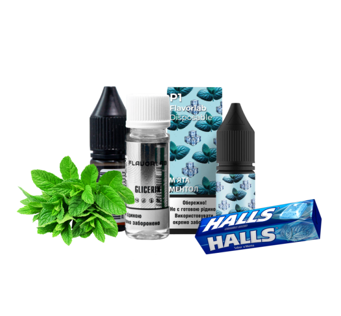 Набор компонентов для самозамеса солевой жидкости Flavorlab P1 10 мл (Mint Menthol Мята Ментол, 0-50 мг) (17919)