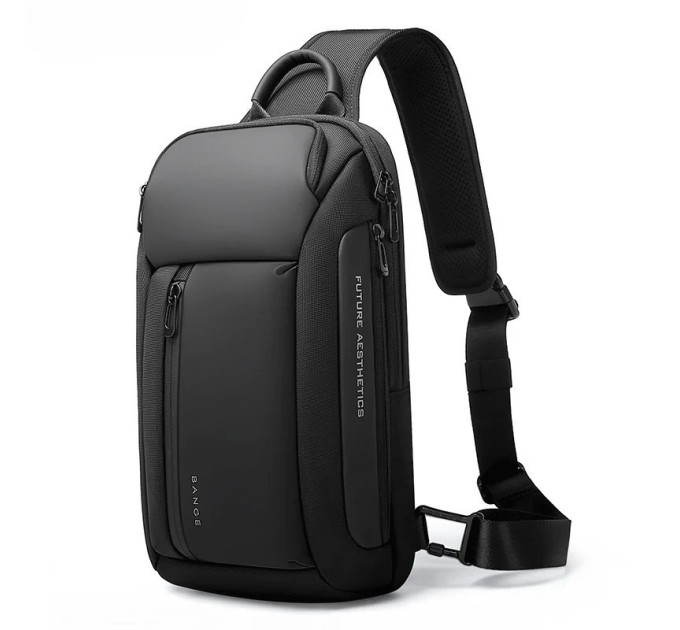 Однолямочный рюкзак через плечо Bange BG-7566 7л Сумка-слинг с USB-разъемом (Black) (19367)