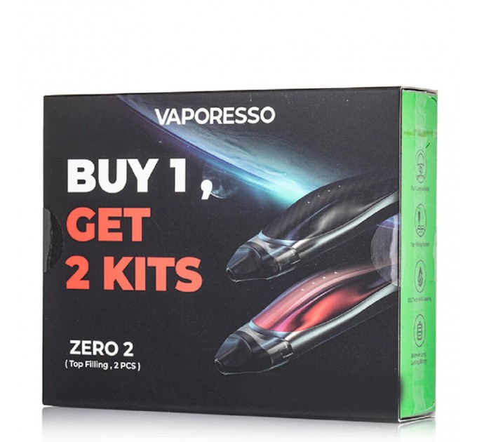 Под-система Vaporesso Zero 2 Original Pod System 800mAh 3ml две сигареты в наборе (Carbon Fiber & Black Red)