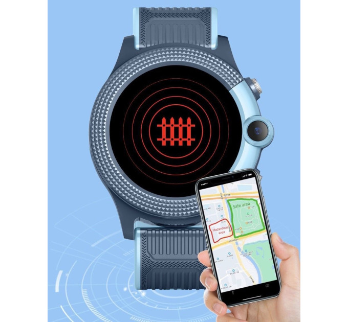 Дитячі смарт-годинник LEMFO D36 4G з камерою WI-FI GPS SIM-карта геозабором Original силіконовий ремінець (Синій) (16737)