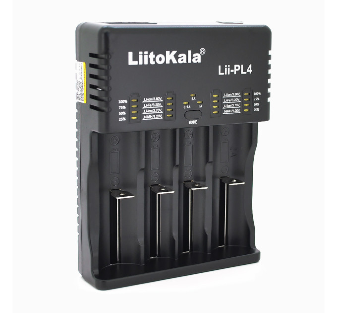 Умное зарядное устройство для аккумуляторов LiitoKala Lii-PL4 АА, ААА, 18650, 21700, 26650 Li-ion, LiFePO4, Ni-MH, Ni-Cd (19409)
