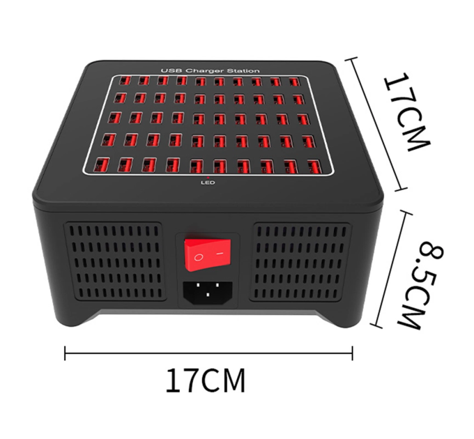 Зарядная станция многопортовая ILEPO на 50 USB портов 250 Вт / сетевое мультизарядное устройство (19015)