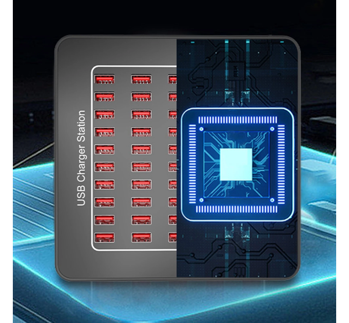Зарядная станция многопортовая ILEPO на 50 USB портов 250 Вт / сетевое мультизарядное устройство (19015)
