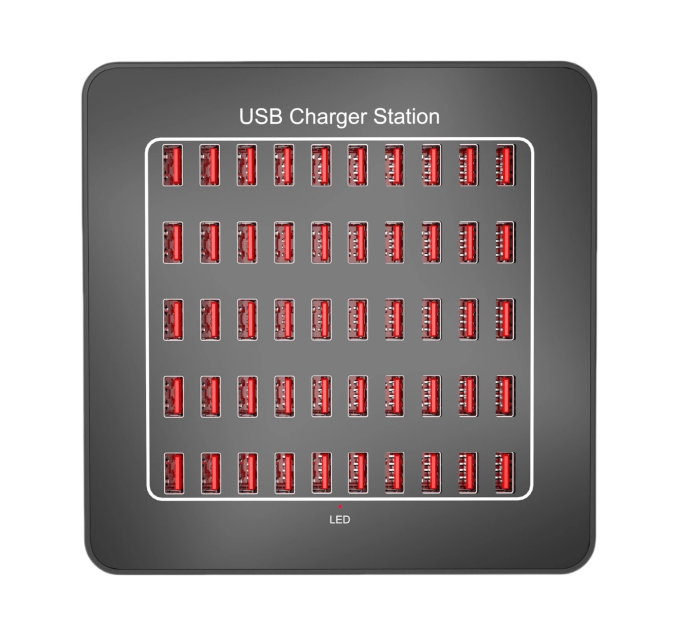 Зарядная станция многопортовая ILEPO на 50 USB портов 250 Вт / сетевое мультизарядное устройство (19015)