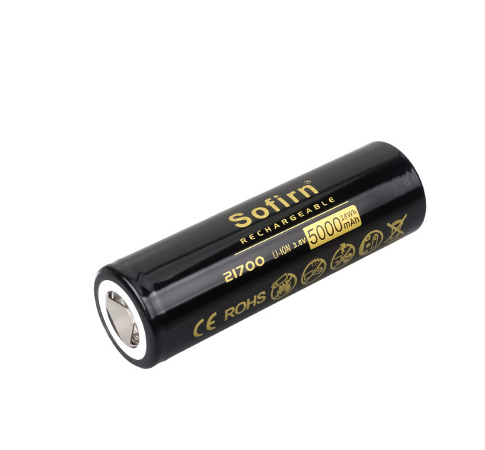 Аккумулятор 21700 Sofirn 5000 mAh литий-ионный Li-Ion силовой 15А, 3.6V Плоский плюс (19300)