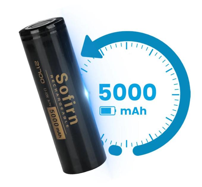 Аккумулятор 21700 Sofirn 5000 mAh литий-ионный Li-Ion силовой 15А, 3.6V Плоский плюс (19300)