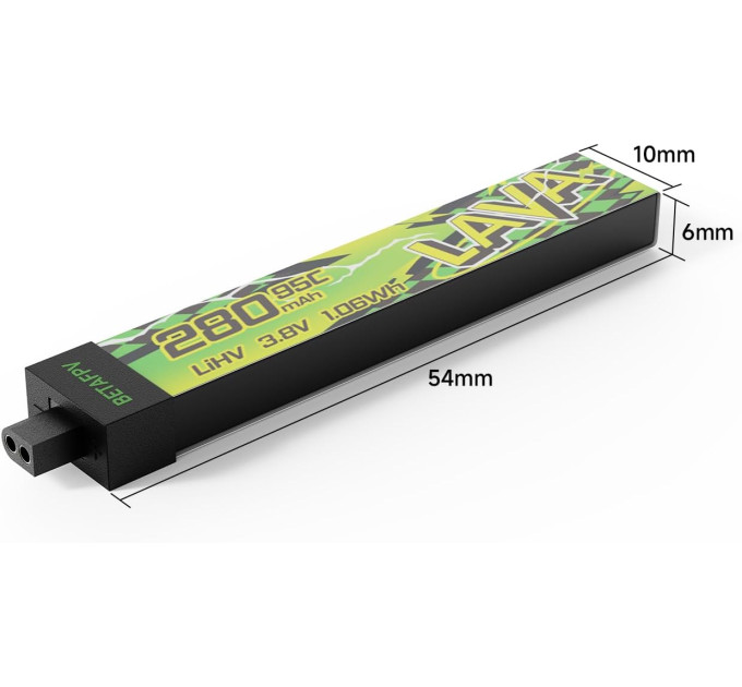 Аккумулятор BetaFPV Lava 2 1S 280 mAh  BT2.0 / 3.8V / 95C / LiHV для FPV Air, Meteor, Cetus, Tiny Whoop (19518)