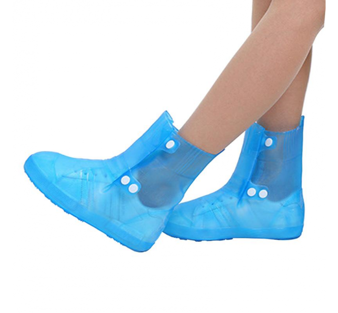 Бахилы на обувь резиновые от воды и грязи Lesko SB-108 2XL 42-43 (Blue) (15022)