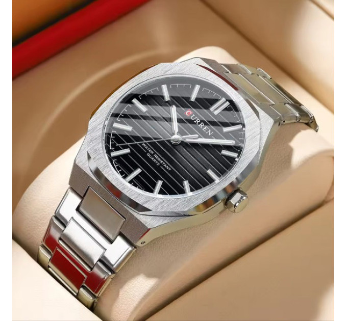 Часы наручные Curren 8456 (Silver Black Silver) (18694)