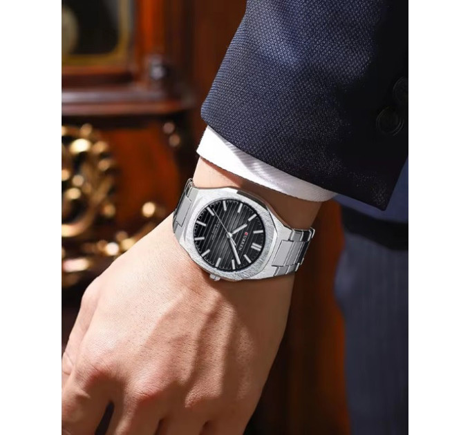 Часы наручные Curren 8456 (Silver Black Silver) (18694)