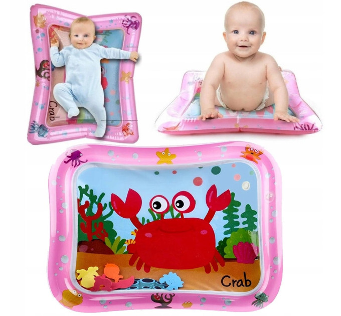 Детский водный коврик развивающий 65х45см LVR 022 надувной акваковрик для малышей (Pink) (18988)