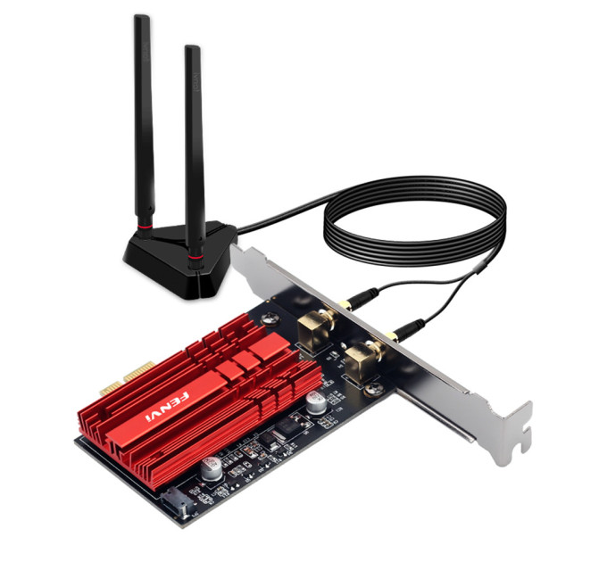 Геймерская трехдиапазонная Сетевая карта WiFi+Bluetooth 5.3 PCI-E Fenvi FV-AXE3000PRO 2.4G/5G/6Ghz 5374 Mbps + 2 Выносные антенны (18843)