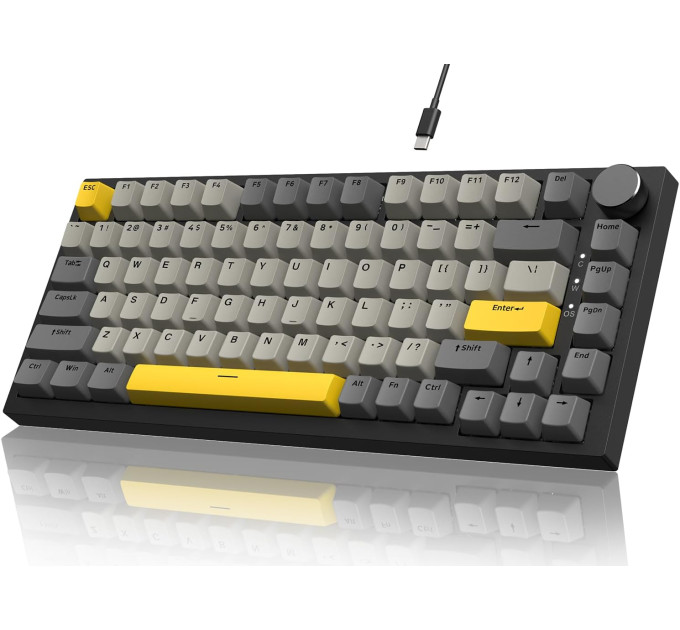Клавиатура механическая AJAZZ AK820 Moon Switch / с подсветкой RGB / Раскладка 75% (Gray White Yellow) (19570)