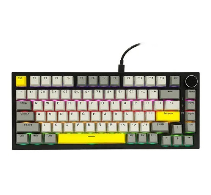 Клавиатура механическая AJAZZ AK820 Moon Switch / с подсветкой RGB / Раскладка 75% (Gray White Yellow) (19570)