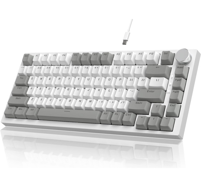 Клавиатура механическая AJAZZ AK820 Red Switch / Белая LED-подсветка / Раскладка 75% (Gray White) (19574)