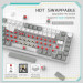 Клавиатура механическая AJAZZ AK820 Red Switch / Белая LED-подсветка / Раскладка 75% (Gray White) (19574)