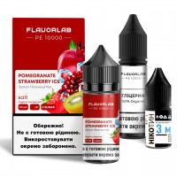 Набор для самозамеса на солевом никотине Flavorlab PE 10000 30 мл, 0-50 мг Pomegranate Strawberry Ice (Гранатово-клубничный лед)