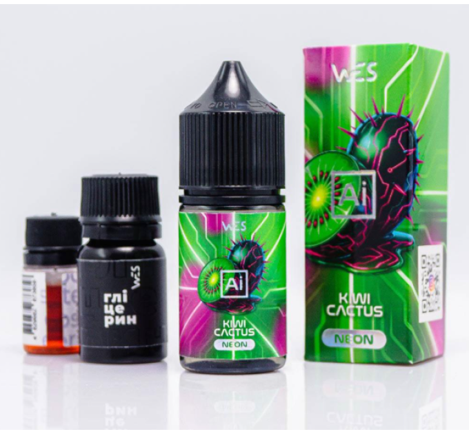 Набор для самозамеса на солевом никотине WES AI NEON 30 мл (Kiwi Cactus Киви Кактус, 0-50 мг) (18614)