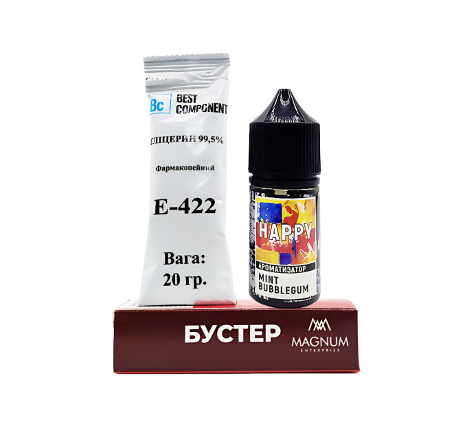 Набір для самозамісу сольовий Happy 30 мл, 0-50 мг Mint Bubblegum (М'ятна жуйка) (16929)