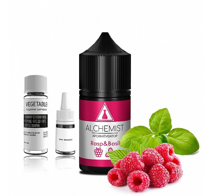 Набор компонентов для самозамеса солевой ALCHEMIST 30 мл (Rasp Basil Малина Базилик, 0-50 мг) (18093)