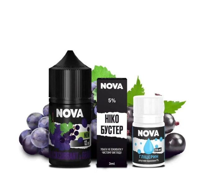 Набор компонентов для самозамеса солевой Nova 30 мл (BLACKCURRANT GRAPE Черная Смородина Виноград, 0-50 мг) (18072)