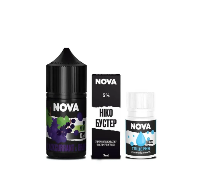 Набор компонентов для самозамеса солевой Nova 30 мл (BLACKCURRANT GRAPE Черная Смородина Виноград, 0-50 мг) (18072)