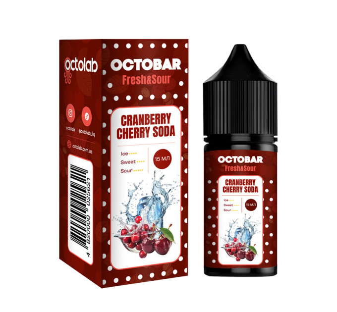 Набор компонентов для самозамеса солевой жидкости Octobar Fresh & Sour 30 мл (Cranberry Cherry Soda Клюква Вишня, 0-65 мг) (17883)