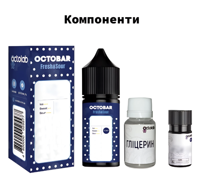 Набор компонентов для самозамеса солевой жидкости Octobar Fresh & Sour 30 мл (Melon Grapefruit Дыня Грейпфрут, 0-65 мг) (17888)