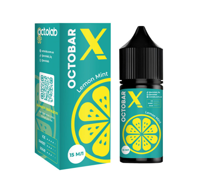 Набор компонентов для самозамеса солевой жидкости Octobar X 30 мл (Lemon Mint Лимон Мята, 0-65 мг) (17897)