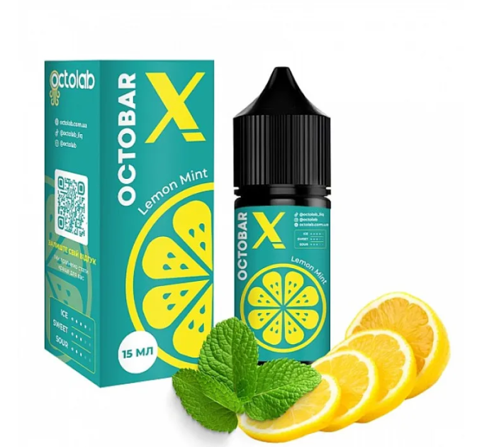 Набор компонентов для самозамеса солевой жидкости Octobar X 30 мл (Lemon Mint Лимон Мята, 0-65 мг) (17897)