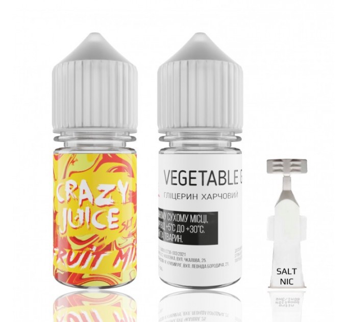 Набор заправки для самозамеса на солевом никотине Crazy Juice Fruit Mix 30 мл 0-50 мг (Апельсин, клубника с прохладой)