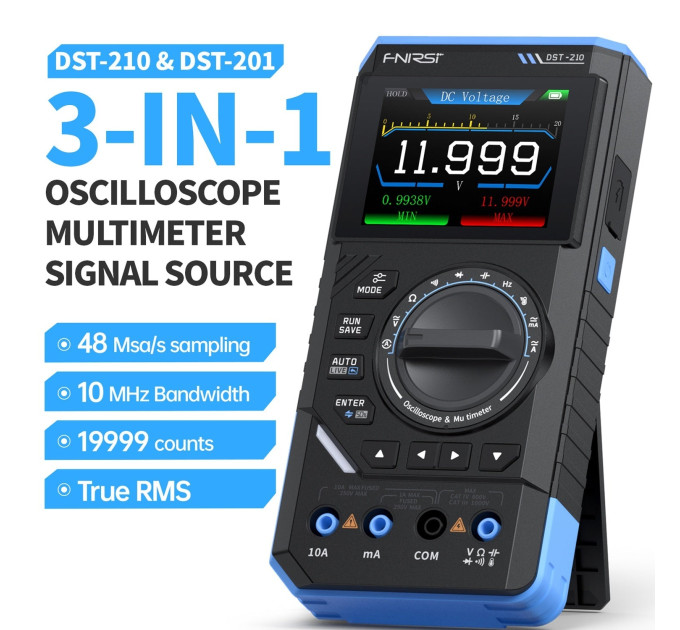 Портативный цифровой осциллограф Fnirsi DST-210 С генератором сигналов, мультиметр (19674)
