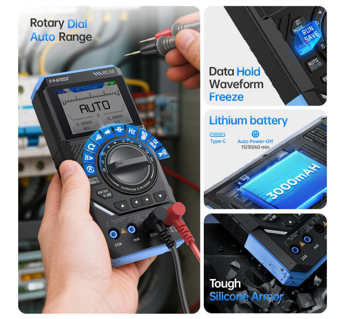 Портативный цифровой осциллограф Fnirsi DST-210 С генератором сигналов, мультиметр (19674)