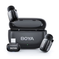 Профессиональный беспроводной петличный микрофон Boya mini 2-02 Type-C комплект из 2 микрофонов с шумоподавлением (Black)