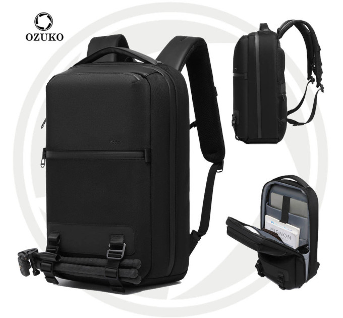 Рюкзак городской Ozuko 9851 мужской с USB портом и отсеком для ноутбука до 15.6' 21л (Black) (19358)