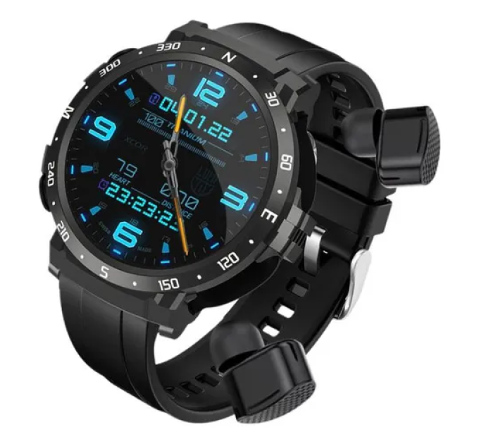 Смарт-часы с наушниками LEMFO Q10 Original силиконовый ремешок (Black Black) (18754)