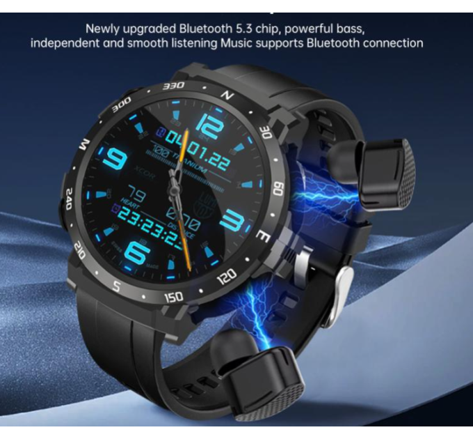 Смарт-часы с наушниками LEMFO Q10 Original силиконовый ремешок (Black Black) (18754)