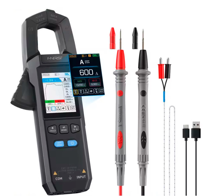 Токоизмерительные клещи мультиметр Fnirsi DMC-100 умный цифровой тестер с цветным дисплеем (19166)