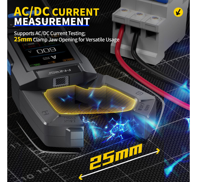 Токоизмерительные клещи мультиметр Fnirsi DMC-100 умный цифровой тестер с цветным дисплеем (19166)