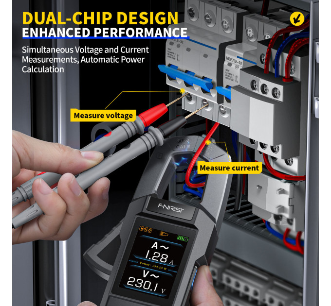 Токоизмерительные клещи мультиметр Fnirsi DMC-100 умный цифровой тестер с цветным дисплеем (19166)
