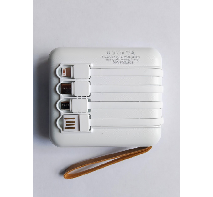 УМБ Power Bank 5000mAh повербанк с экраном и фонариком 4 в 1 (Bearbrick White) (17531)