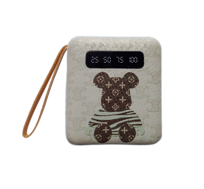 УМБ Power Bank 5000mAh повербанк с экраном и фонариком 4 в 1 (Bearbrick White) (17531)