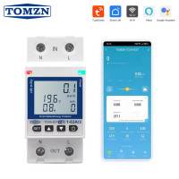 Умный автоматический выключатель Tuya Wi-Fi TOMZN TOVA-63T 110/220V 63A Цифровое реле со счетчиком белый дисплей