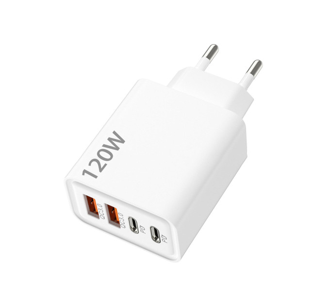 Зарядное устройство ILEPO 120W Быстрая зарядка для телефона / планшета 2 USB + 2 Type-C (White) (19025)