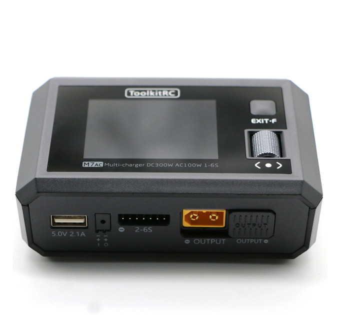 Зарядное устройство с Блоком питания ToolkitRC M7AC 300W 20А для FPV 2-6S LiPo LiIon XT60 XT30 ADP200 ADP100 M6D M7 Q4AC Q6AC (Black) (18761)