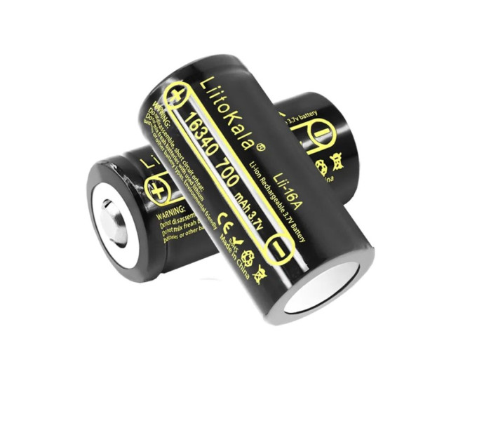 Аккумулятор 16340 LiitoKala Lii-16A 700 mAh литий-ионный Li-Ion батарейка CR123A 4,2V Плоский плюс (19317)