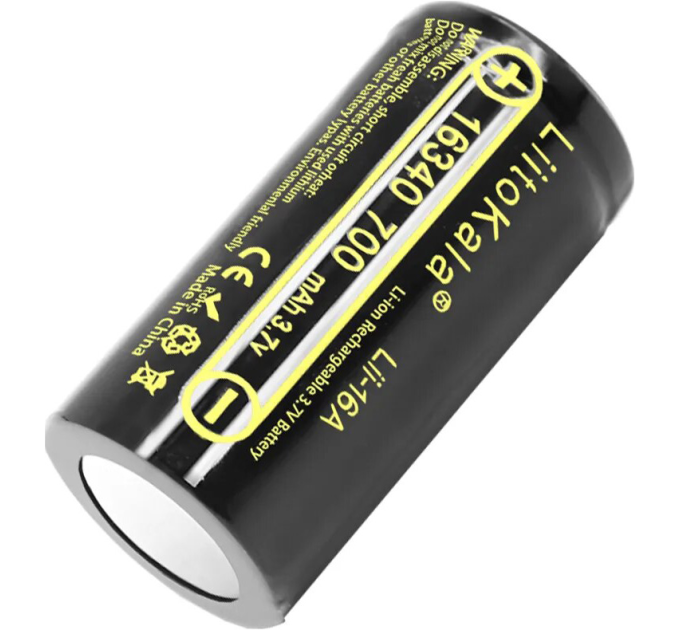 Аккумулятор 16340 LiitoKala Lii-16A 700 mAh литий-ионный Li-Ion батарейка CR123A 4,2V Плоский плюс (19317)