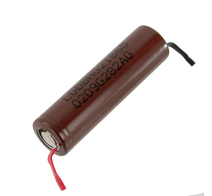 Аккумулятор 18650 LG HG2 3000 mAh U-Tags высокотоковый под пайку с никелевой лентой (20А) (18853)